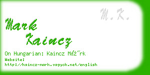 mark kaincz business card